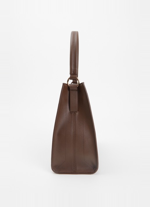 Dune London Destined Medium handtas van leer met crocostructuur en details van suède - detail 2 chocoladebruin