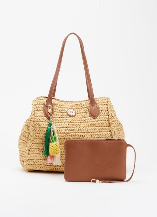 Dune London Devotedly shopper met uitneembaar etui - voorkant beige