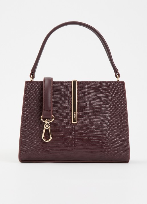 Dune London Dinidestined handtas van suède met afneembare schouderriem - voorkant 5 bordeauxrood
