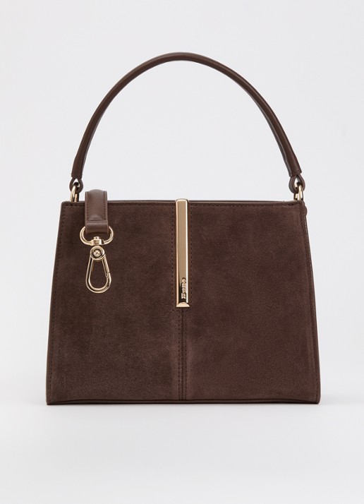 Dune London Dinidestined handtas van suède met afneembare schouderriem - voorkant 5 bruin