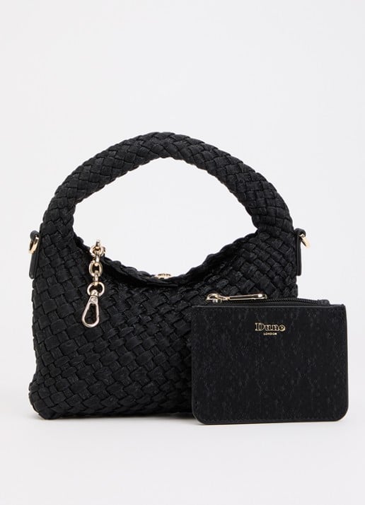 Dune London Dinkydeliberate handtas met gevlochten detail en uitneembaar etui - voorkant 5 antraciet