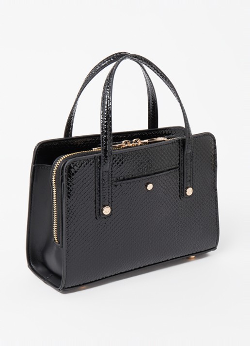 Dune London Dinkydenbeigh handtas met afneembare schouderriem  - achterkant 2 zwart croco structuur