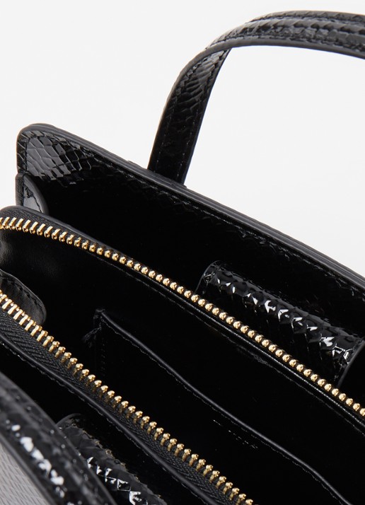 Dune London Dinkydenbeigh handtas met afneembare schouderriem  - detail 3 zwart croco structuur