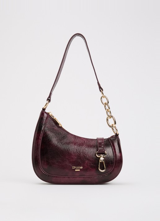 Dune London Direction schoudertas met kettingdetail - voorkant aubergine