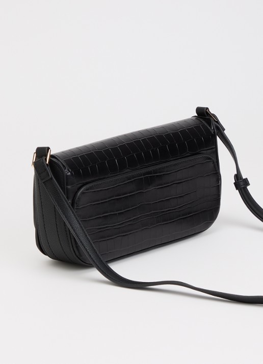 Dune London Discreet crossbodytas van leer - achterkant 4 diepzwart