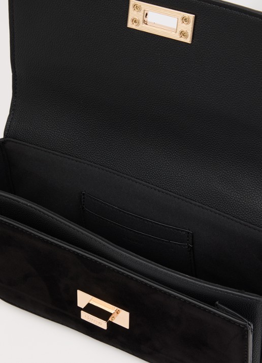 Dune London Discreet crossbodytas van leer - detail diepzwart