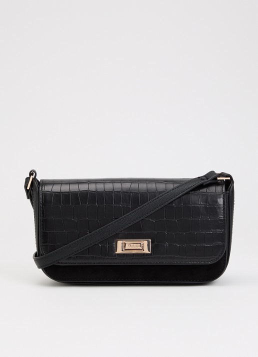 Dune London Discreet crossbodytas van leer - voorkant 5 diepzwart