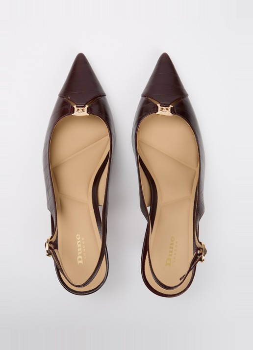 Dune London Distinctive slingback van leer - detail 2 bordeauxrood