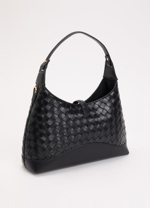 Dune London Dorset schoudertas met gevlochten details - achterkant 5 zwart