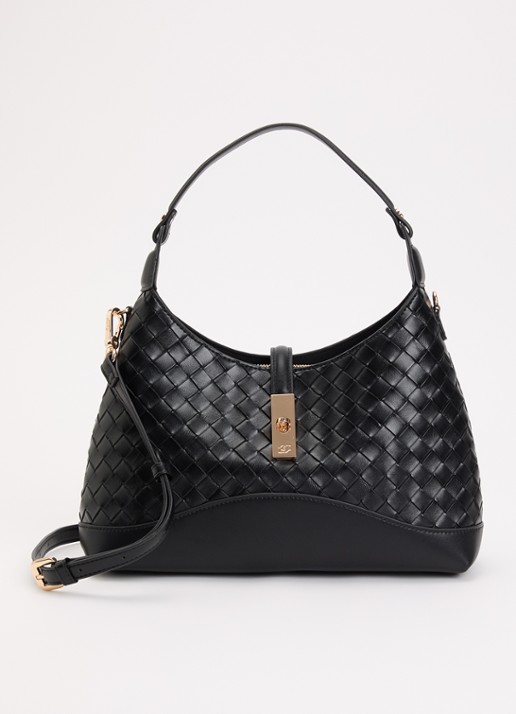 Dune London Dorset schoudertas met gevlochten details - voorkant zwart