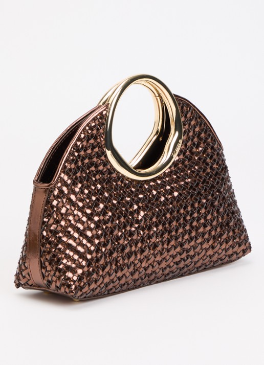 Dune London Earning handtas met metallic finish en afneembare schouderriem - achterkant 2 brons