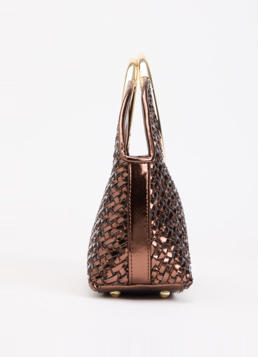 Dune London Earning handtas met metallic finish en afneembare schouderriem - detail 4 brons