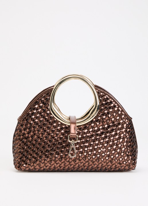 Dune London Earning handtas met metallic finish en afneembare schouderriem - voorkant brons