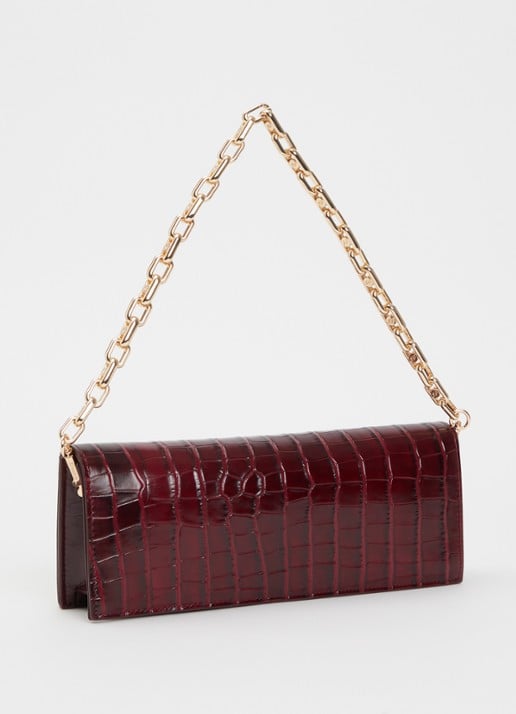 Dune London East To West Long clutch met crocostructuur - achterkant 5 bordeauxrood