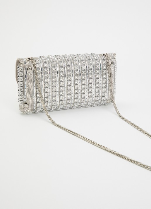 Dune London Elabourate schoudertas met strass  - achterkant 2 zilver