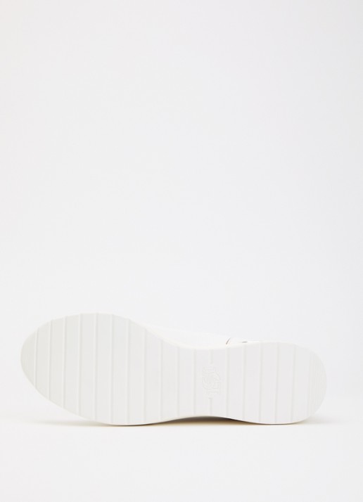 Dune London Elarah sneakerwedge van leer - detail 5 gebroken wit