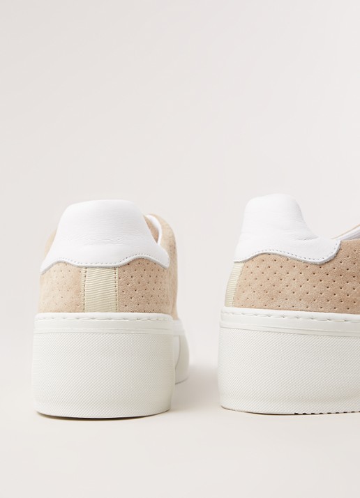 Dune London Electaa sneaker van suède - detail donkerbeige