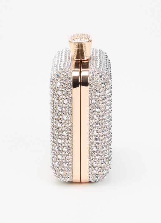 Dune London Elida clutch met strass en afneembare schouderriem - detail 3 zilver