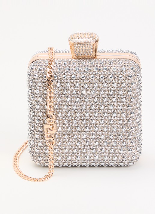 Dune London Elida clutch met strass en afneembare schouderriem