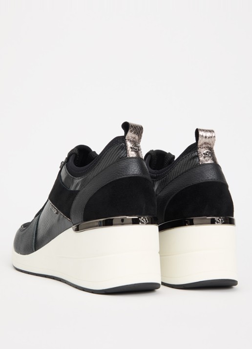Dune London Eloisa sneakerwedge met details van suède - achterkant zwart