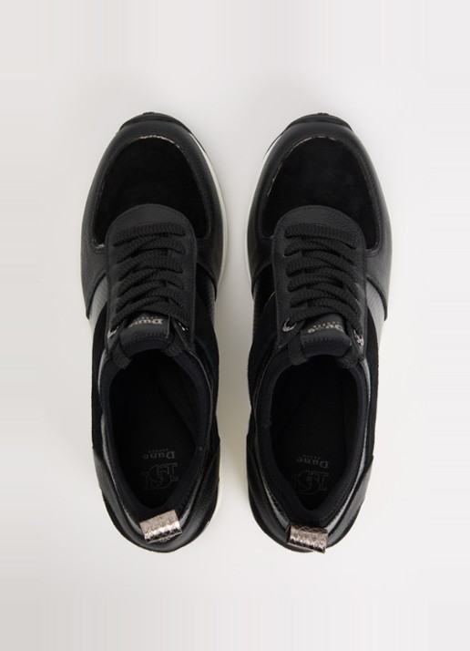 Dune London Eloisa sneakerwedge met details van suède - detail 4 zwart