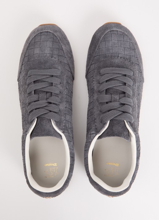 Dune London Elora sneaker van suède - detail 2 donkergrijs