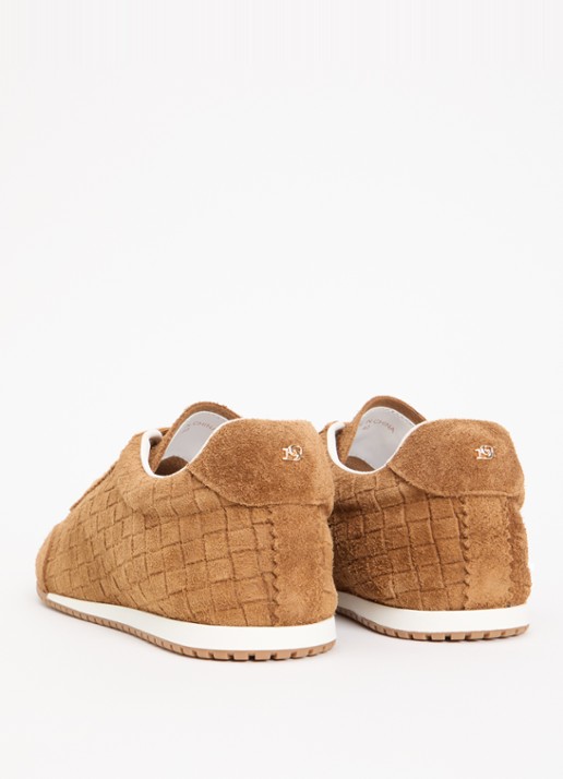 Dune London Elora sneaker van suède - achterkant cognac