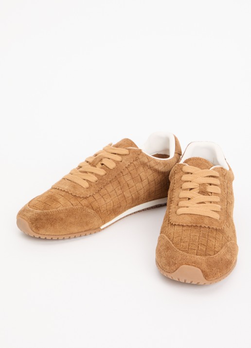Dune London Elora sneaker van suède - detail 3 cognac