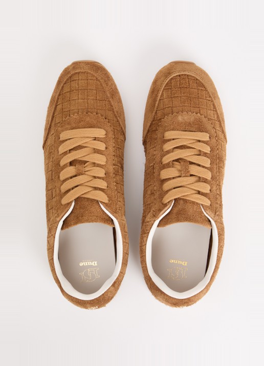 Dune London Elora sneaker van suède - detail 4 cognac