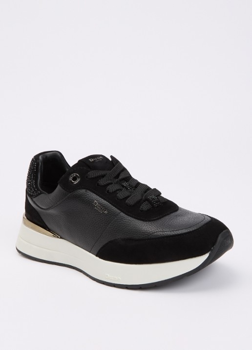 Dune London Emotion sneaker met suède details - voorkant zwart