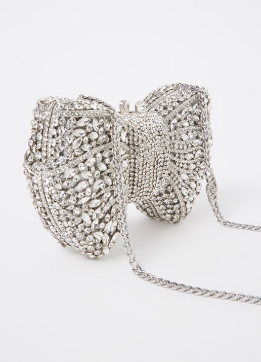 Dune London Enchant clutch met strass - achterkant 4 zilver