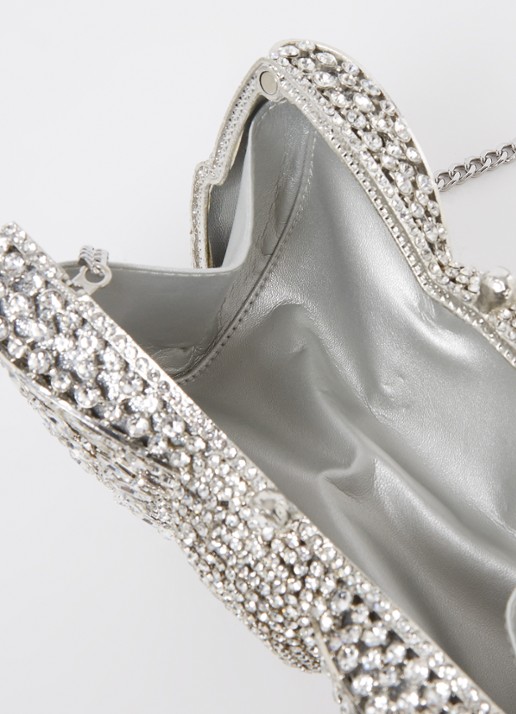 Dune London Enchant clutch met strass - detail zilver