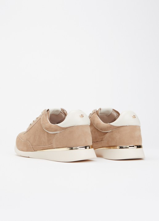 Dune London Entitle sneaker van suède - achterkant 5 beige
