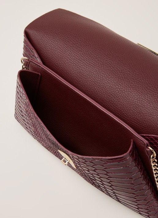 Dune London Envela clutch met crocostructuur - detail 2 aubergine