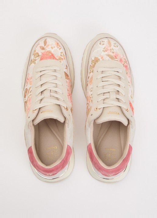 Dune London Esmara sneaker met bloemenprint - detail 4 creme