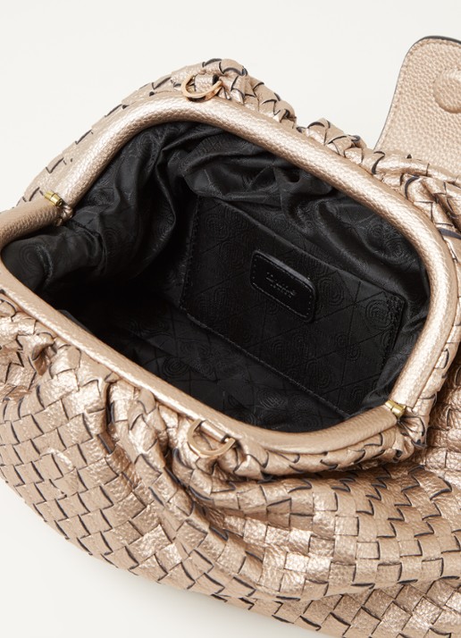 Dune London Etiquettes clutch met geweven structuur - detail 2 goud