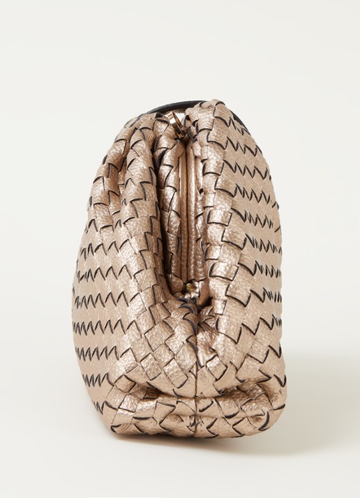 Dune London Etiquettes clutch met geweven structuur - detail 3 goud