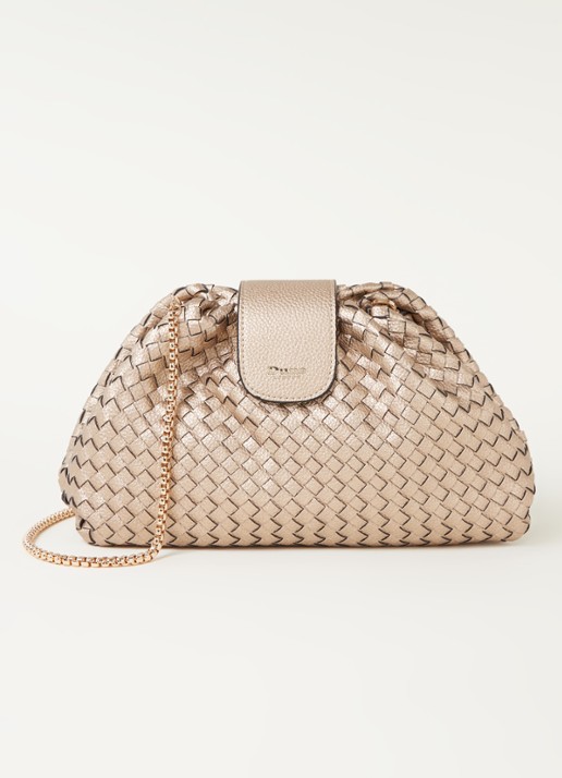 Dune London Etiquettes clutch met geweven structuur - voorkant 4 goud