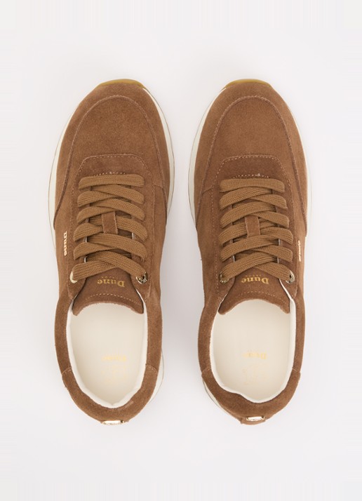 Dune London Ettah sneaker van leer met logo - detail 4 cognac