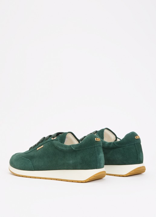 Dune London Ettah sneaker van leer met logo - achterkant 5 donkergroen