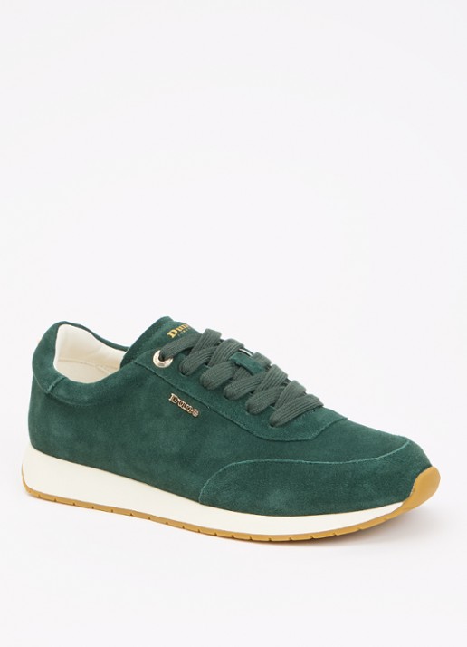 Dune London Ettah sneaker van leer met logo - voorkant 4 donkergroen