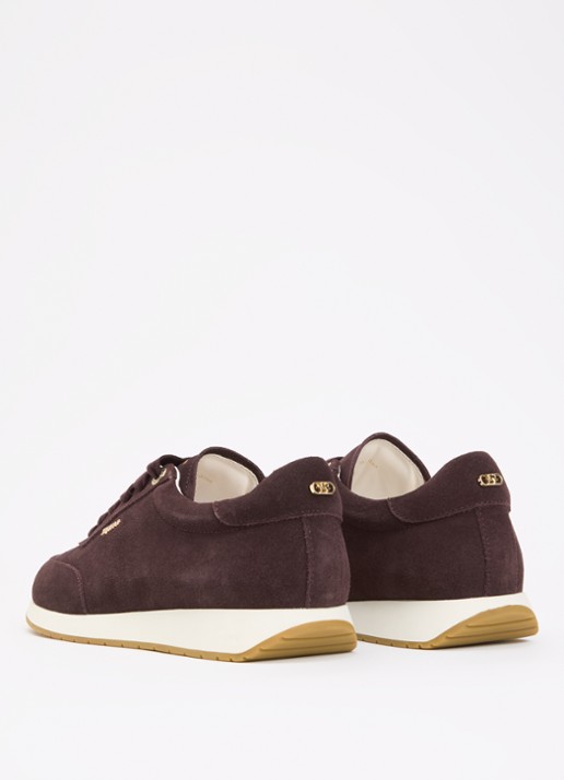Dune London Ettah sneaker van leer met logo - achterkant 5 aubergine