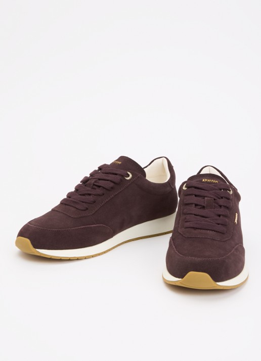 Dune London Ettah sneaker van leer met logo - detail 2 aubergine