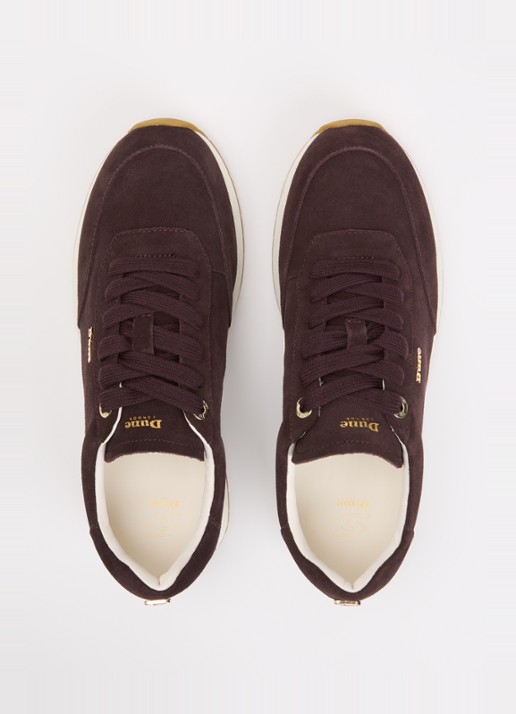 Dune London Ettah sneaker van leer met logo - detail 3 aubergine