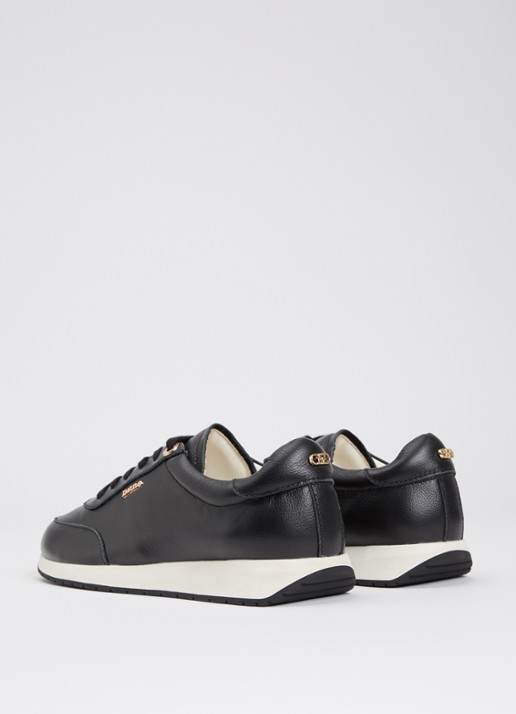 Dune London Ettah sneaker van leer met logo - achterkant zwart