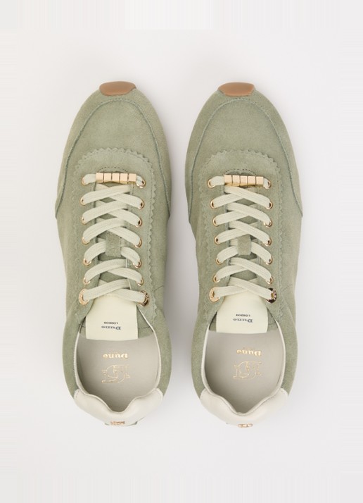 Dune London Evalinna sneaker van suède - detail 3 olijfgroen