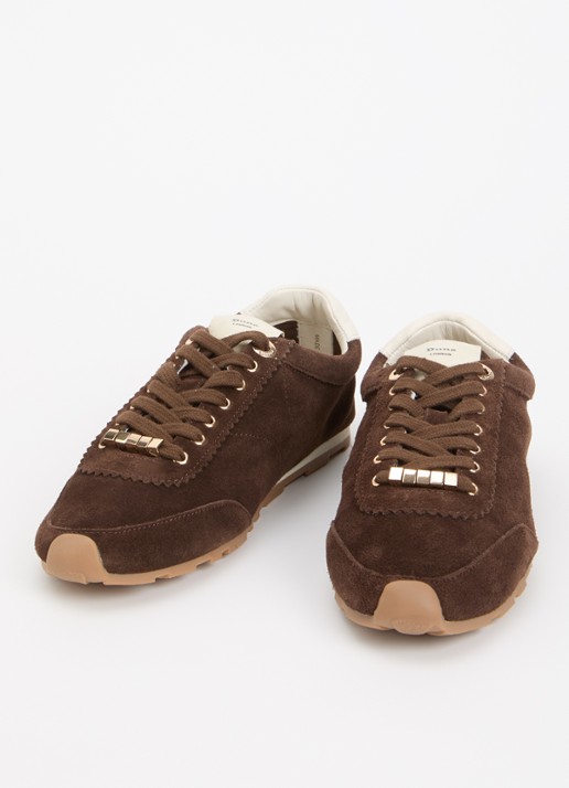 Dune London Evalinna sneaker van suède - detail 3 bruin