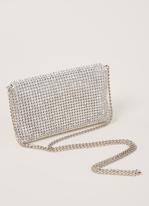 Dune London Evanderr clutch met strass - detail 3 zilver