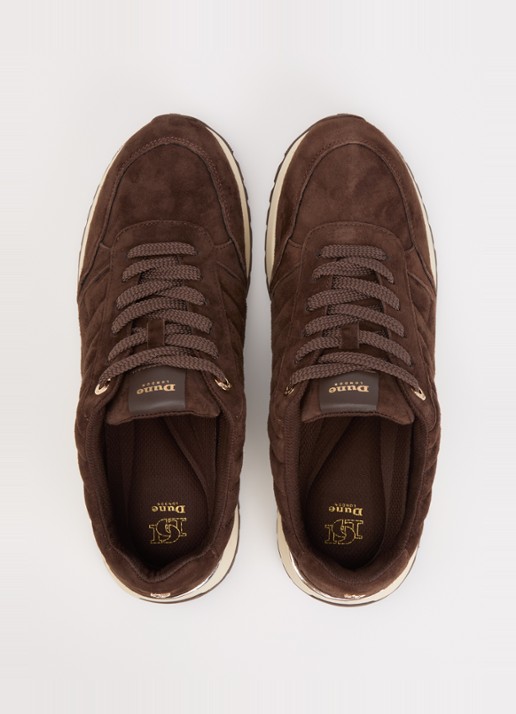 Dune London Evelie sneaker met quilt patroon - detail 2 donkerbruin