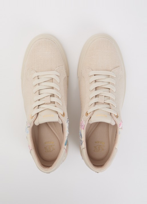 Dune London Evienne sneaker met plateauzool - detail 3 beige